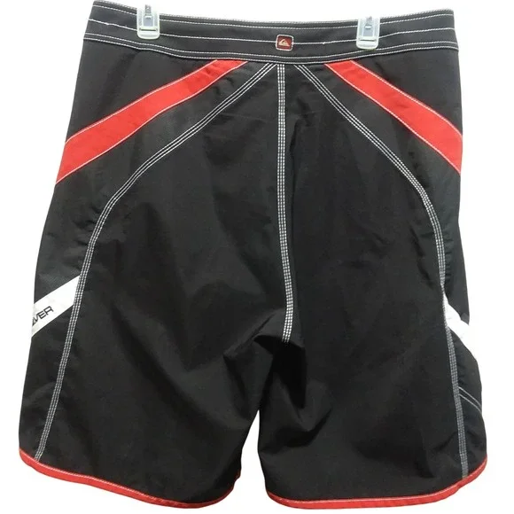 Quiksilver Board Shorts Swim Surf Red Black Accents‎ Men's Size 36 - Picture 2 of 10